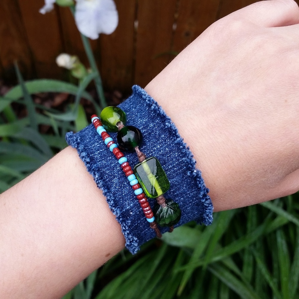 Denim beaded bracelet